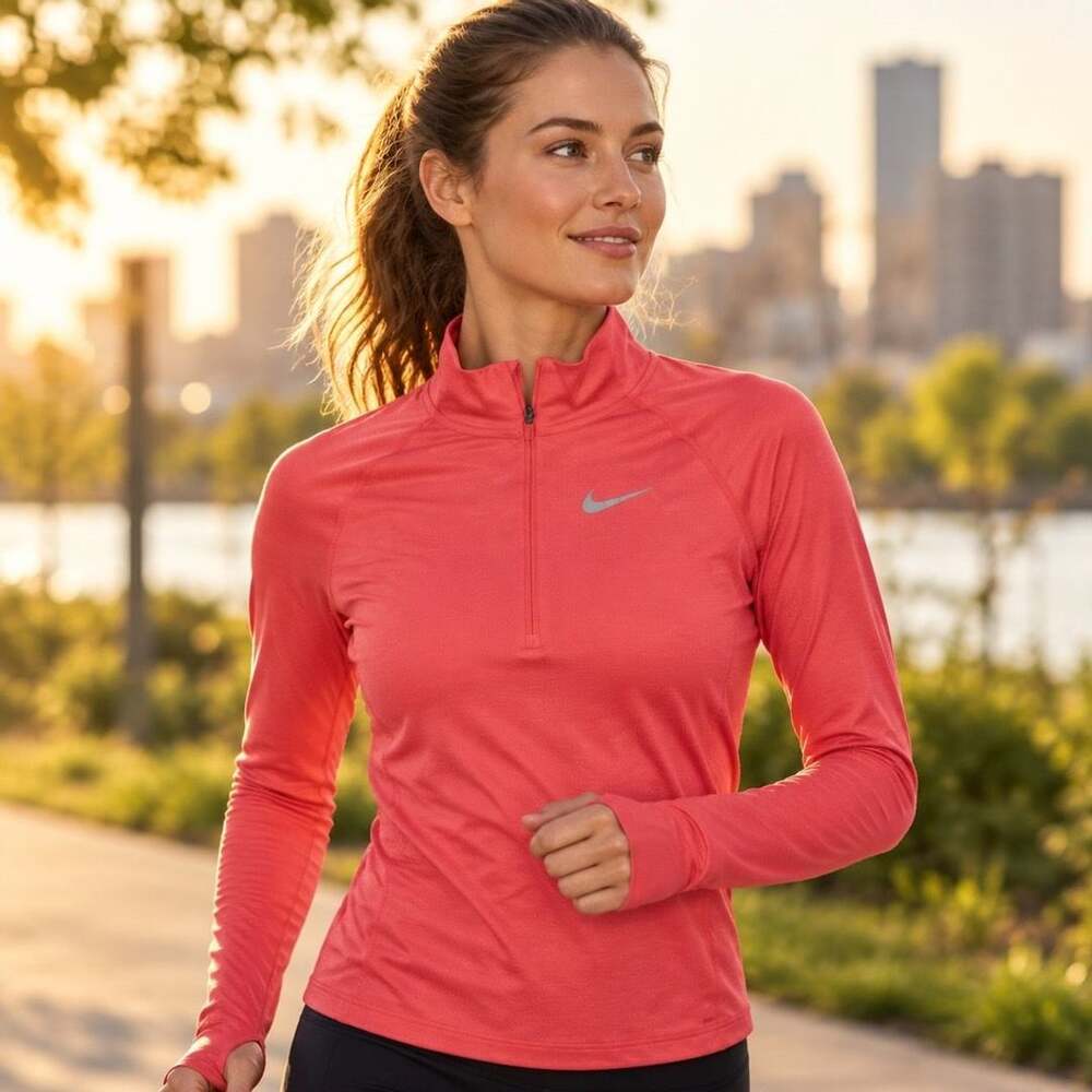 Nike Dri-FIT Element 1/2 Zip Size XS Pink Running Pullover Top